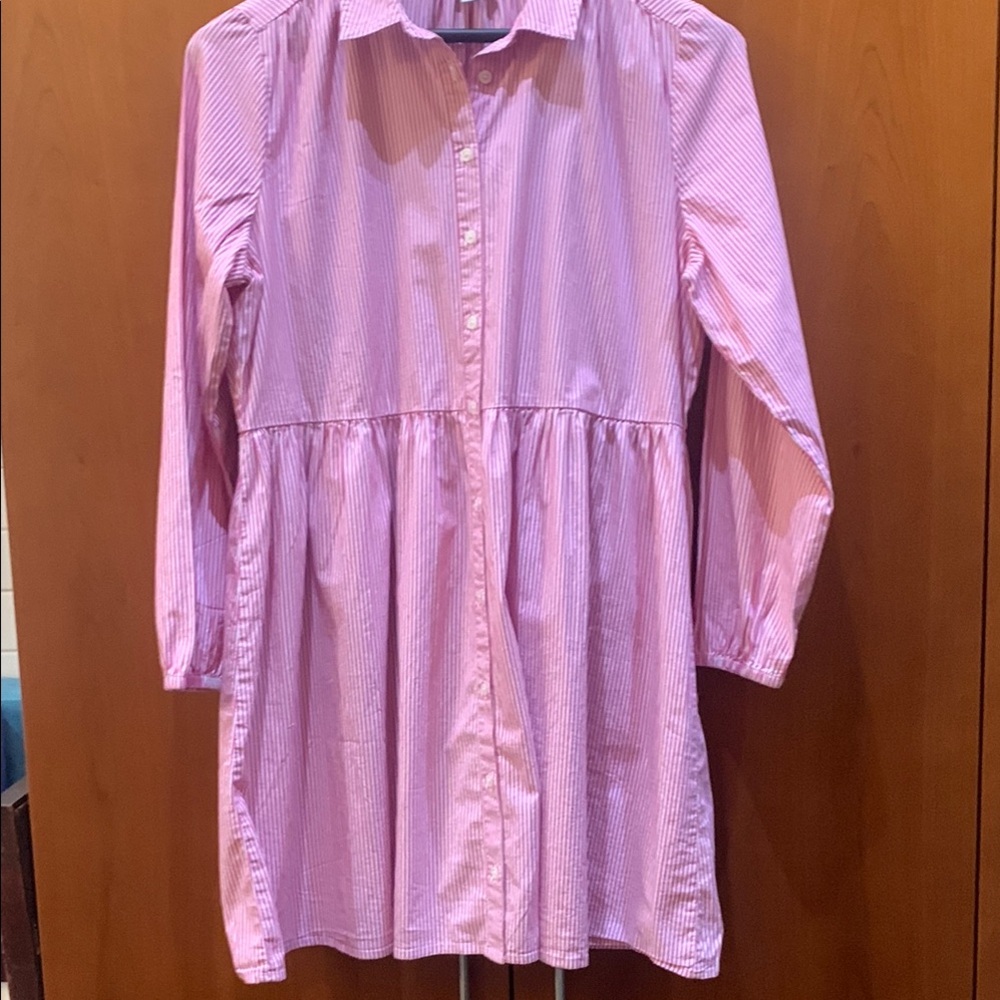 J. Crew women’s empire waist shirt dress in red and white candy stripes. NWOT
